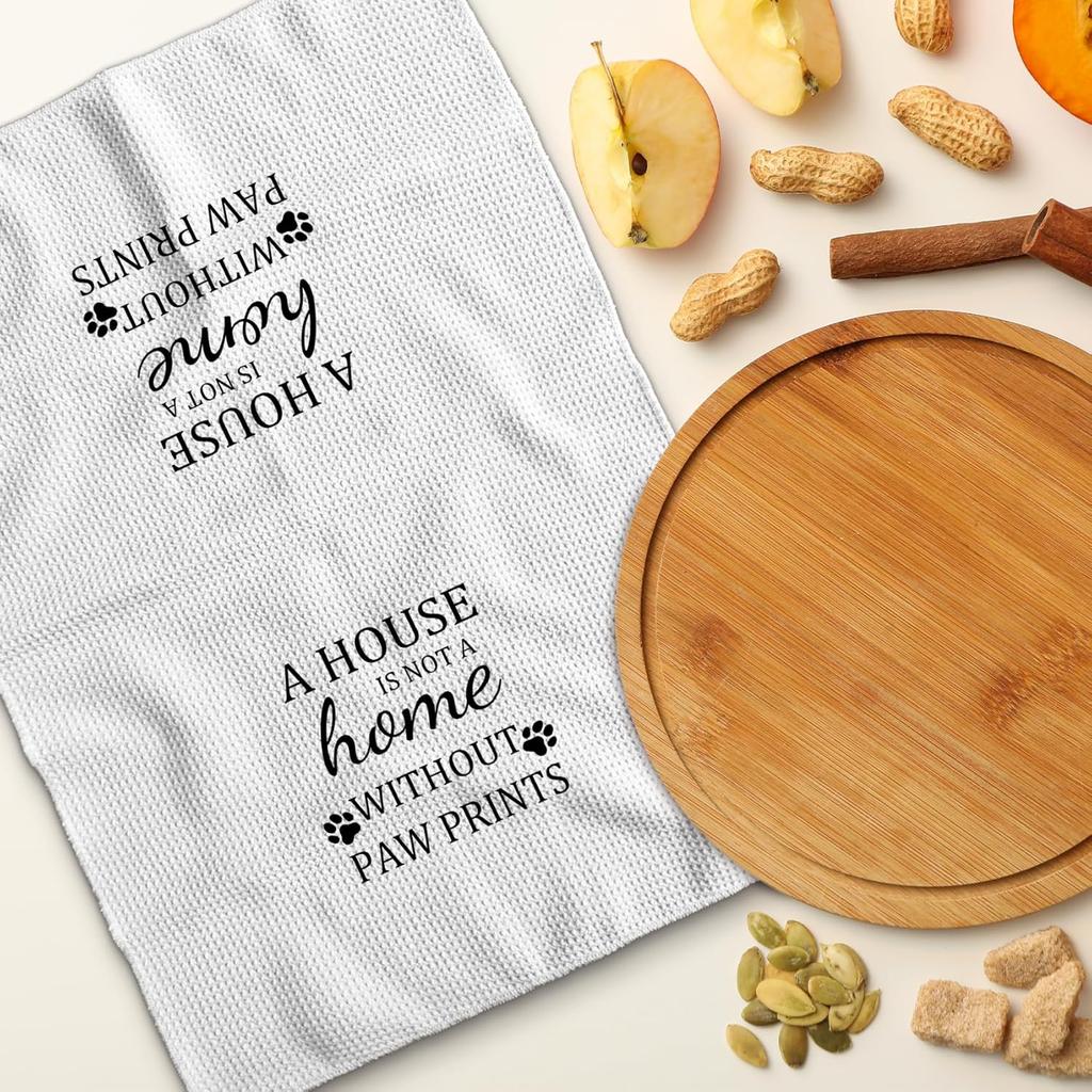 TNUW Dog Themed Gifts Kitchen Towels 16'24', Dogs Mom Gifts for Women, Dog Decorations for The Home, House Warming Gifts New Home, Paw Prints Kitchen