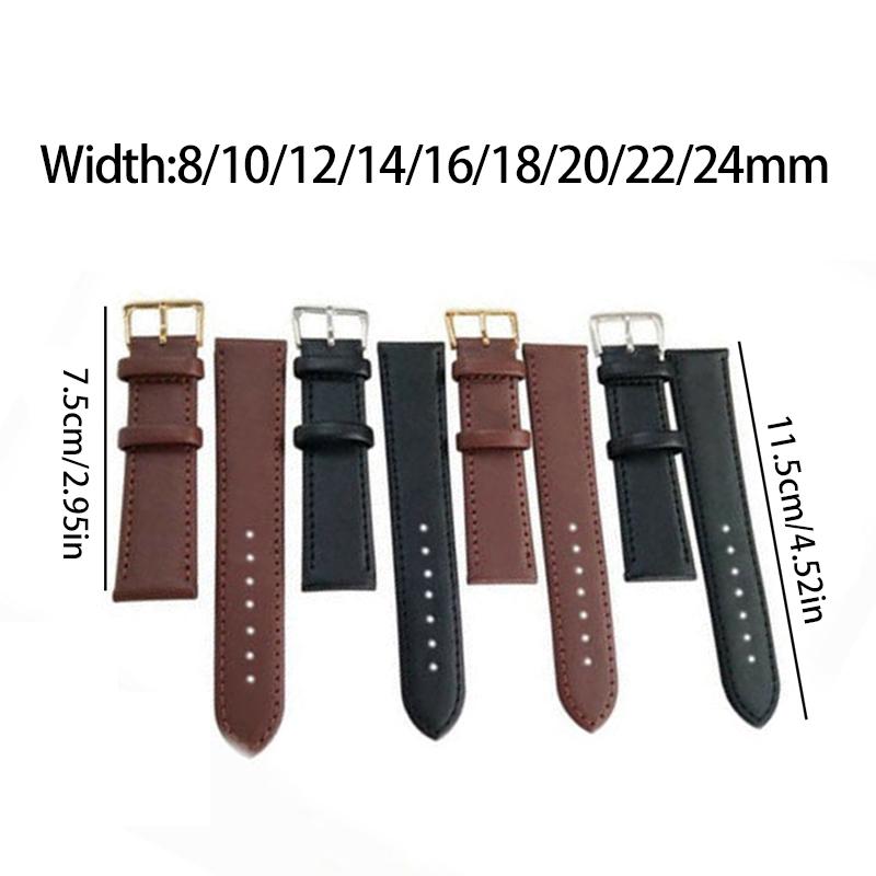 2Colors 8mm-24mm For Apple Watch Replacement Strap Loop Band Genuine Leather Sport Bracelet