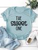 Женская футболка с принтом в виде буквы THE SWEET ONE и коротким рукавом с круглым вырезом, свободная женская футболка, женские футболки, топы, женские рубашки