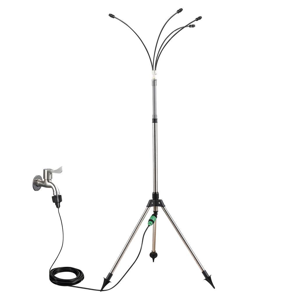 Наружная система охлаждения водяным туманом 4 головки 26 футов/8 м линия 360 градусов трубка 3/4 шланговый штуцер распылители