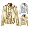 Мужская куртка на молнии, блестящая, с длинным рукавом, дышащая, ветрозащитная, сохраняющая тепло, из хлопковой смеси, осенняя, блестящая, мужская куртка на молнии, уличная одежда для повседневной носки