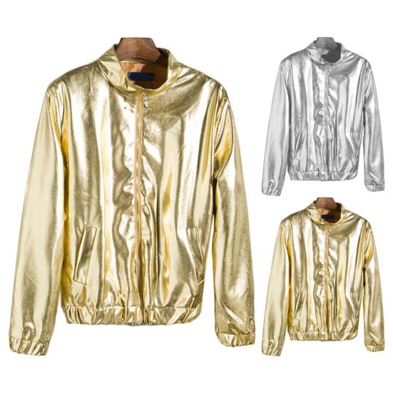 Мужская куртка на молнии, блестящая, с длинным рукавом, дышащая, ветрозащитная, сохраняющая тепло, из хлопковой смеси, осенняя, блестящая, мужская куртка на молнии, уличная одежда для повседневной носки