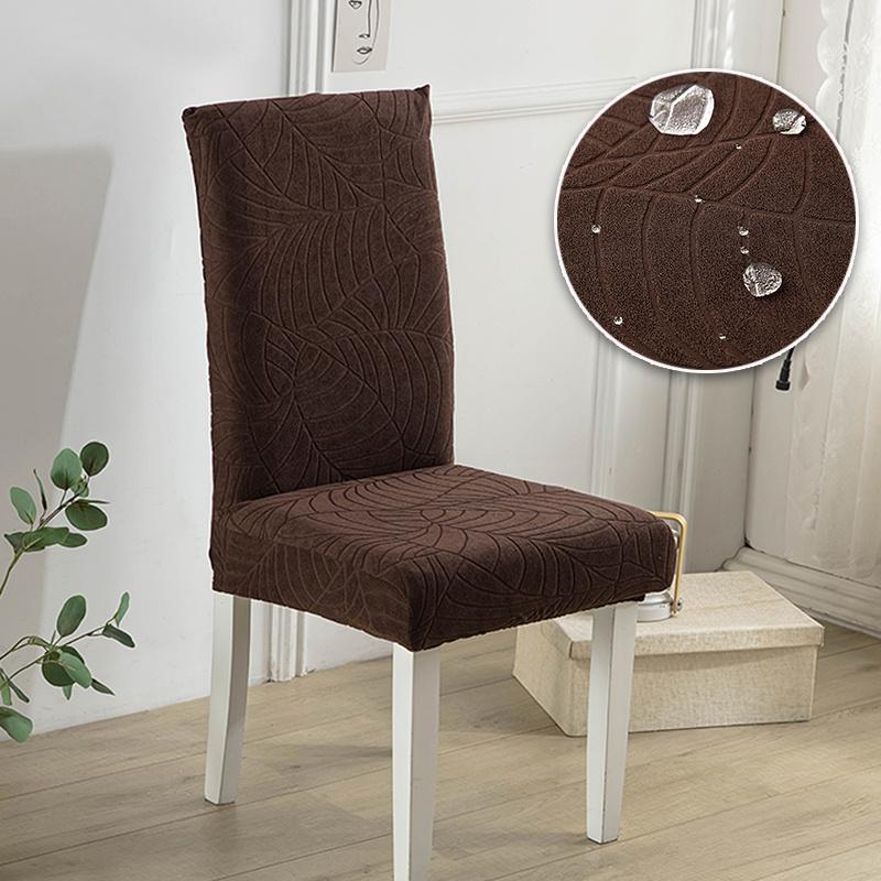 Жаккардовый чехол на стул с полосками и листьями для столовой, свадьбы, банкета, эластичный, водоотталкивающий, защита для стула, накидка на стул