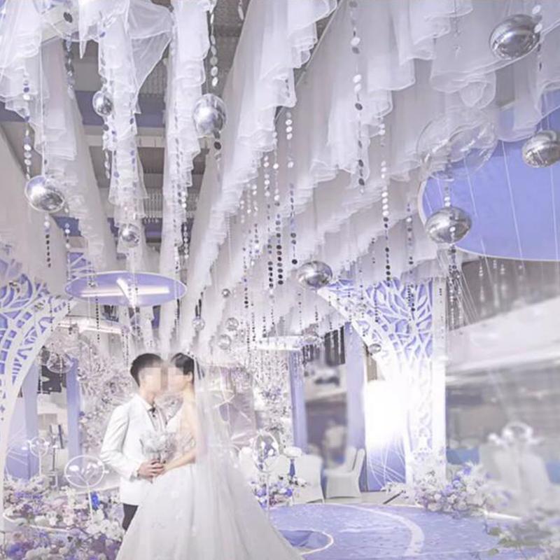 3/5/10M Пачка Потолочные Драпировочные Панели Свадебный Декор Длинный Прозрачный Газовый Потолочный Драпировщик Церемониальный Зал Декор Для Вечеринок Навес