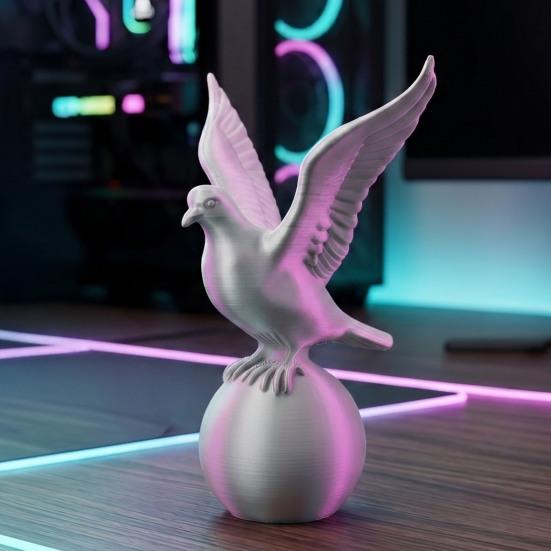 Белая фигурка птицы, напечатанная на 3D-принтере, Маленькая птица мира на шаре, Маленькая декоративная скульптура птицы для интерьера, Декор для стола, полки