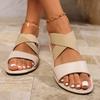 Модная женская обувь 2025 Горячая распродажа Сандалии женские на резинке Модные летние сандалии с открытым носком Большого размера Повседневные Легкие Мягкая подошва Плоские сандалии
