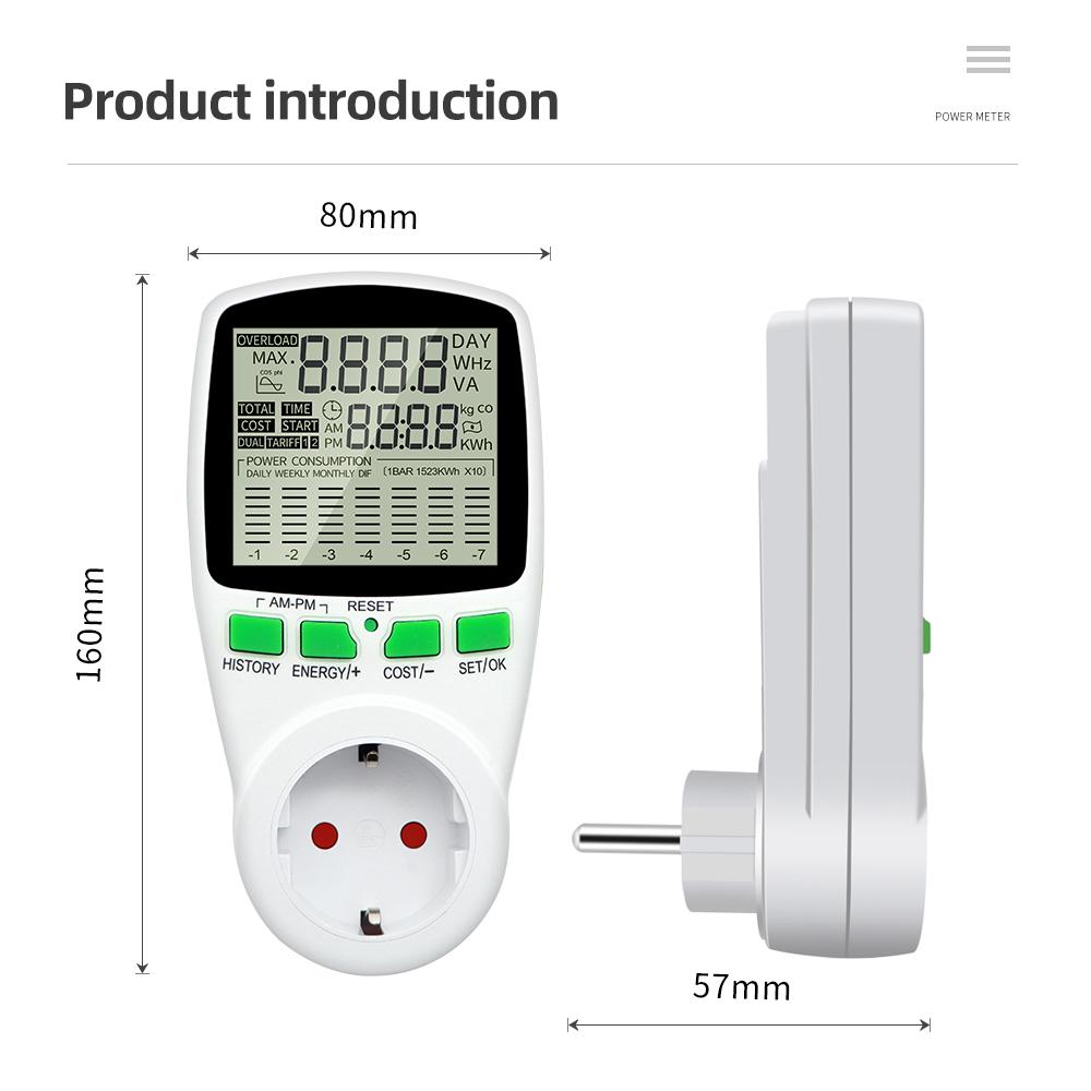 AC220V Digital Power Meter Electricity Wattmeter Kwh Energy Meter Socket Voltage Current Test EU US UK FR Plug Power Analyzer