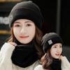 Women Knitted Beanie+Scarf Sets Thicken Velvet Lining Pullover Cap Unisex Winter Warm Plush Bonnet Neck Protection Scarves Hat
