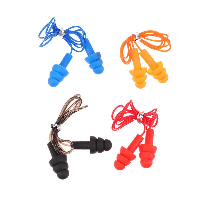 1Pair Soft Silicone Ear Plugs With Rope Water Sports Hearing Protection Noise Reduction Earplugs Swimming Pool Accessories