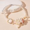 Resin Iris Flower Pendant Necklace Sweet Pearl Beaded Choker Creative Beach Necklace Jewelry  Gift