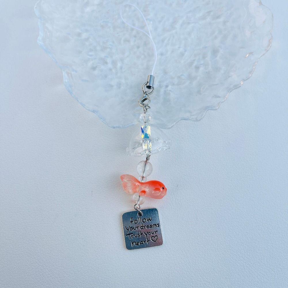 Bag Hanging Goldfish Bead Keychain Car Decor Key Ring Cute Bead Phone Chain Students