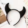 Devil Horn Decor Headband Plush Fabric Handmade Lightweight Elastic Design Hair Hoop Cosplay Parties Halloween Accessories