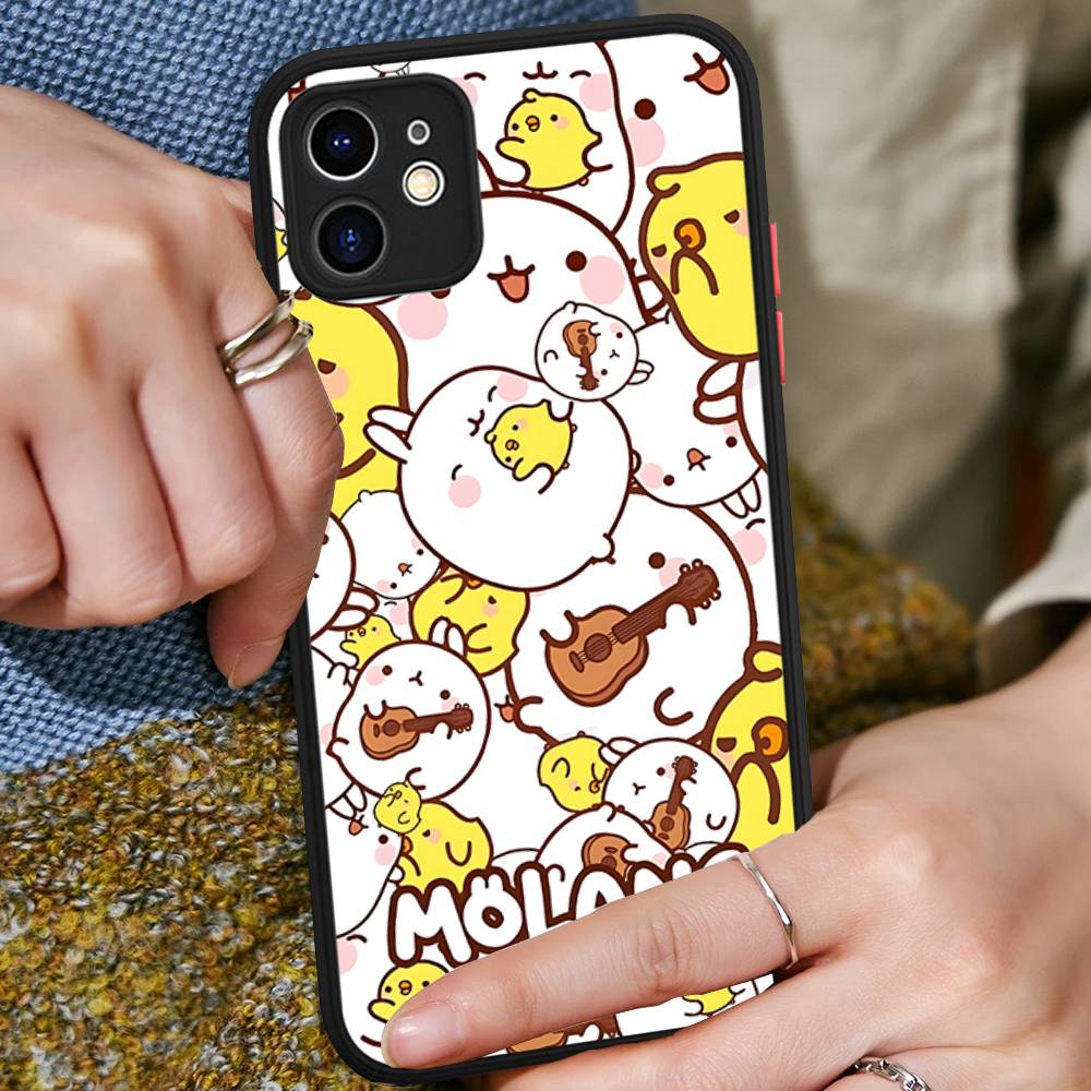 Cartoon Cute M-Molang For IPhone 16 15 14 Plus 13 12 11 Pro Max X XS MAX Translucent Matte Shockproof Cover