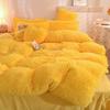 Роскошный Зимний Теплый Длинный Плюшевый Розовый Постельный Комплект Квин из Минкового Бархата Двуспальный Комплект Пододеяльника с Простыней на Резинке Теплые Пододеяльники