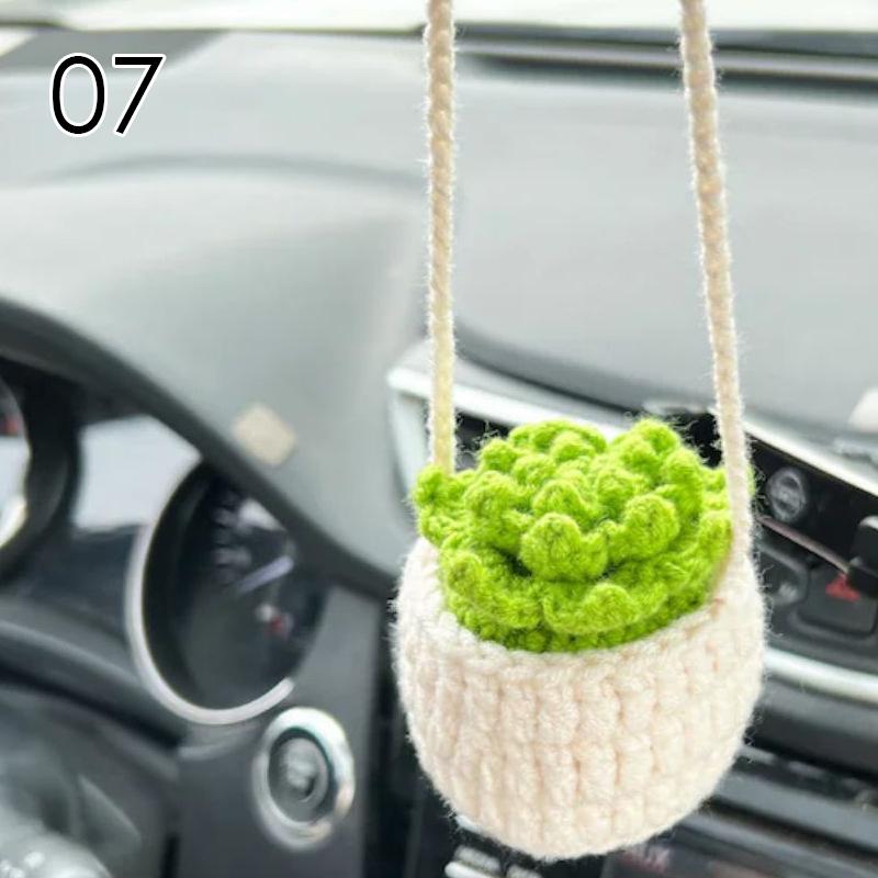 Автомобиль Ручная работа Крючком Подвеска Растение Подвесная корзина Шарм Украшение для зеркала заднего вида Аксессуары Декор Гаджеты Стайлинг интерьера