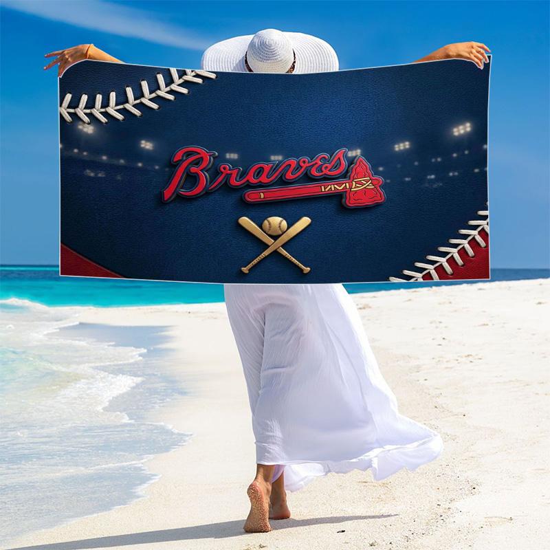 Пляжное полотенце с принтом Atlanta Braves, Большое, Мягкое, Быстросохнущее, для Пляжа, Кемпинга, Плавания