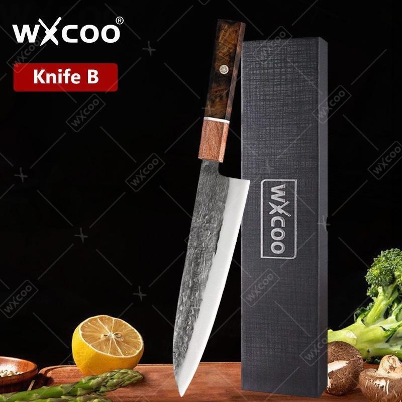 WXCOO Кухонные Ножи Дамасские Кованые Шеф-нож Мясницкий Топор Нож для Нарезки Мяса Нож для Нарезки Фруктов Кухонные Аксессуары