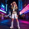 Детский Весенний Осенний Наряд для Девочек Звезда K-Pop Руми Милаццо Косплей Наряд Зои Детские Аксессуары Короткий Лонгслив Шорты Комплект из Двух Предметов