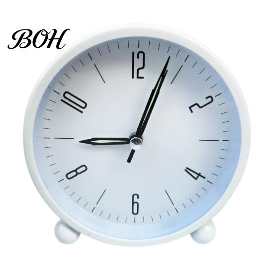 Silent Non Ticking Clock Retro Metal Alarm with Night Light, Movement Electronic Non-Ticking Clock, Modern Round Table for Kids Students Light