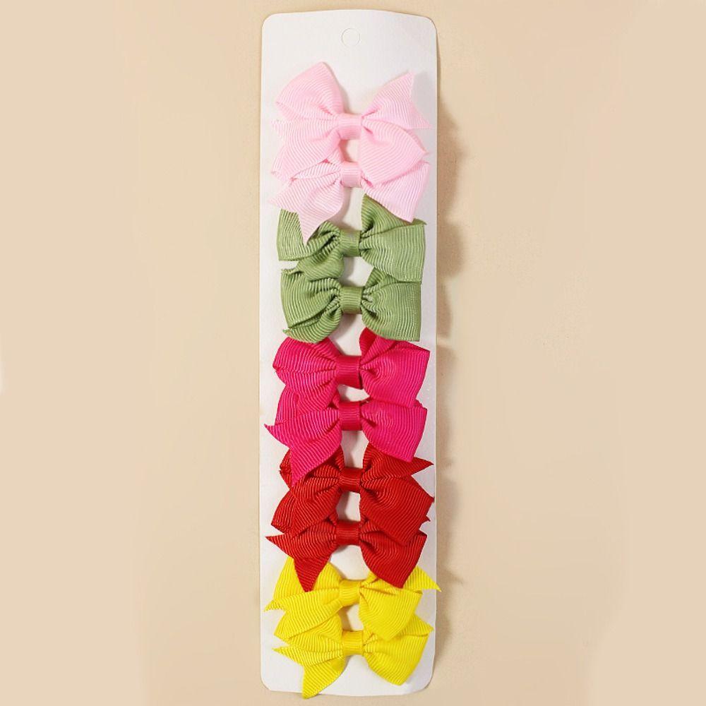 10Pcs/pack Multi-color Kids Hair Clips Solid Color Bowknot Barrettes Bow Hairpin  Hair Accessories