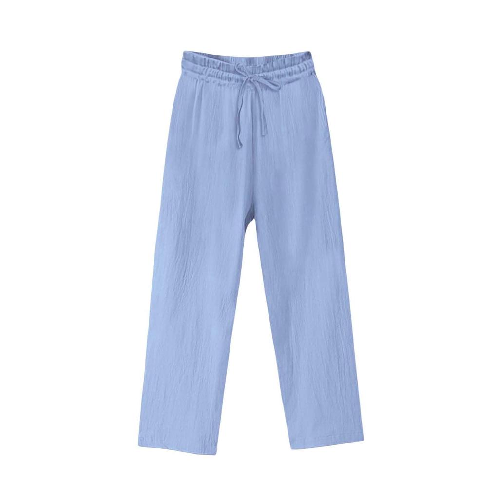 Женские широкие брюки повседневные свободные карманы однотонные эластичные летние брюки для женщин повседневные брюки