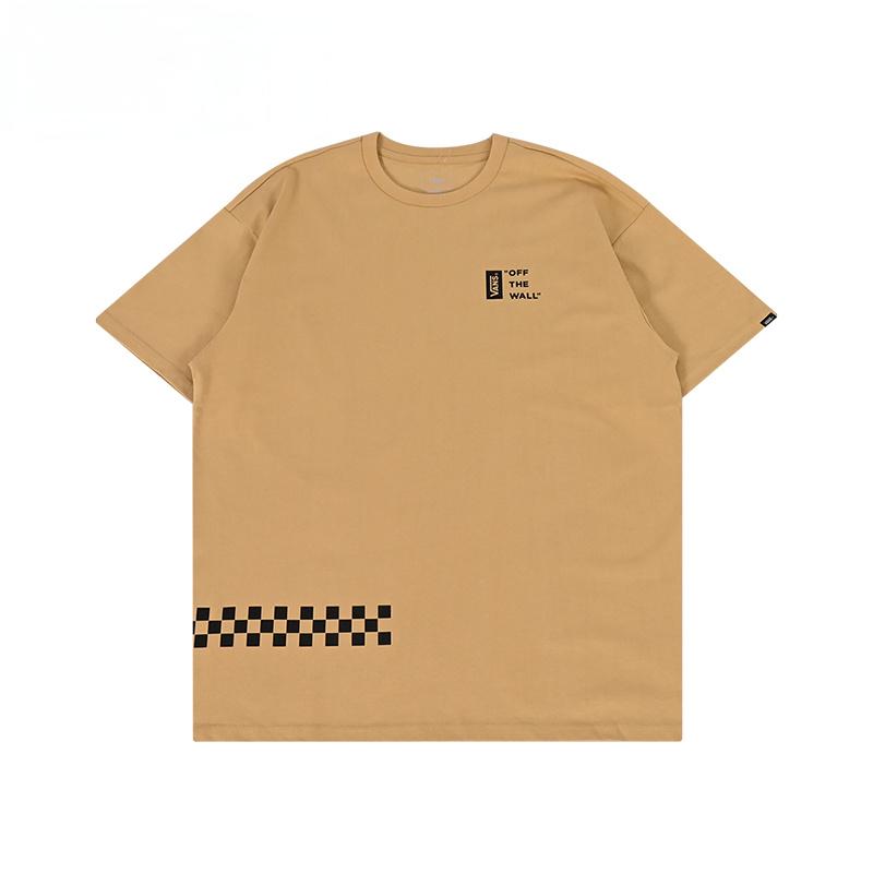 Vans Off The Wall Casual Series Лого Буква Универсальная Футболка с Коротким Рукавом Мужские Топы Хаки VN000GQC5QJ