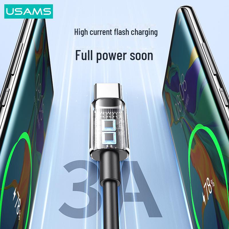 USAMS Nylon PD USB-C to USB-C Cable, 60W/100W, 5A Fast Charging