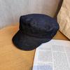 Street Color Solid Style Navy Flat Top Cap Breathable Fabric Urban Casual Wear