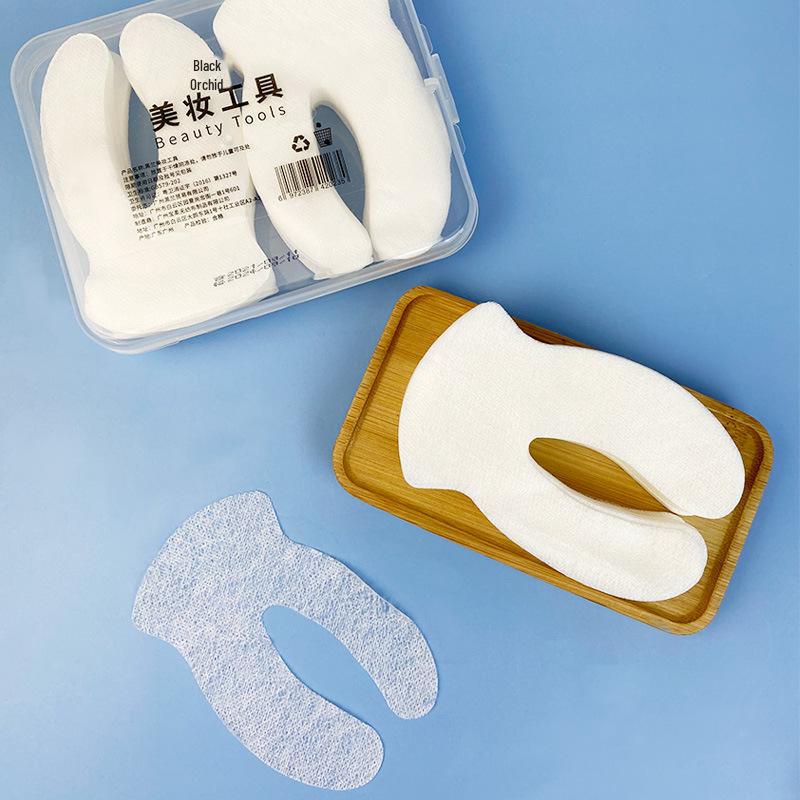 U-образная шелковая маска для глаз с черной орхидеей: Ультратонкие одноразовые наклейки для удаления темных кругов, приятная для кожи косметическая процедура.