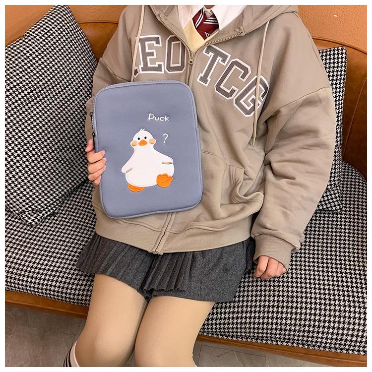 TS JYL laptop bag,INS Minimal iPad Sleeve Cartoon Duck Embroidery Shockproof Case