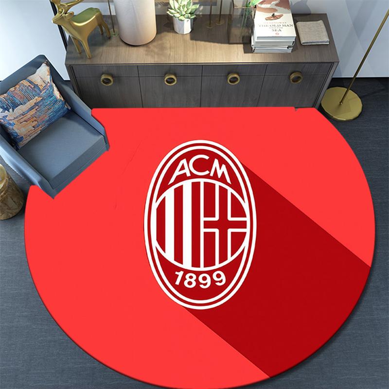 Associazione Calcio Milan3 Round Area Rug,Carpet Rug for Living Room Bedroom Sofa Playroom Decor,Non-slip Floor Mat