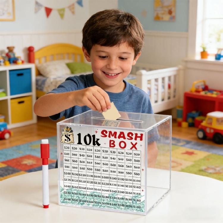 Копилка-копилка 10K/20K 'Smash Box' для денег, Небьющиеся копилки для взрослых Save10K/20K, Коробка для челленджа по накоплению денег 10K/20K, Нужно разбить, чтобы открыть