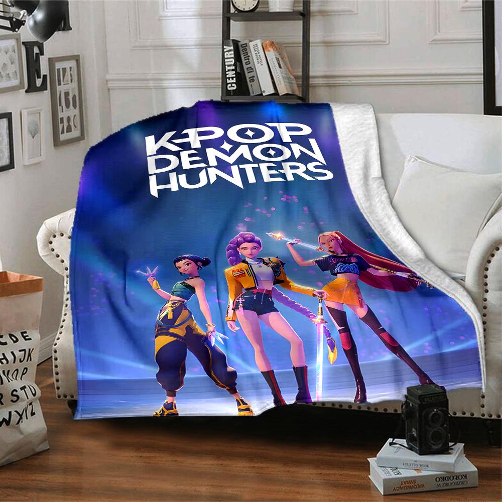 1pc KPop Demon Hunters16 Blanket, Gift, for Men and Women, Soft Blanket, Good for Sofa Bed Couch Travel, Lightweight Flannel Blanket