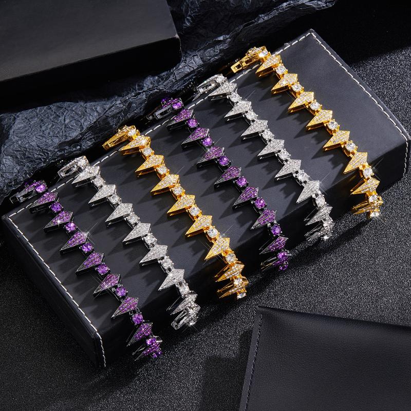 Fashion Geometric Spike Necklace Bracelet Punk Rock Style Men Women CZ Paved Jewelry Everyday Accessory
