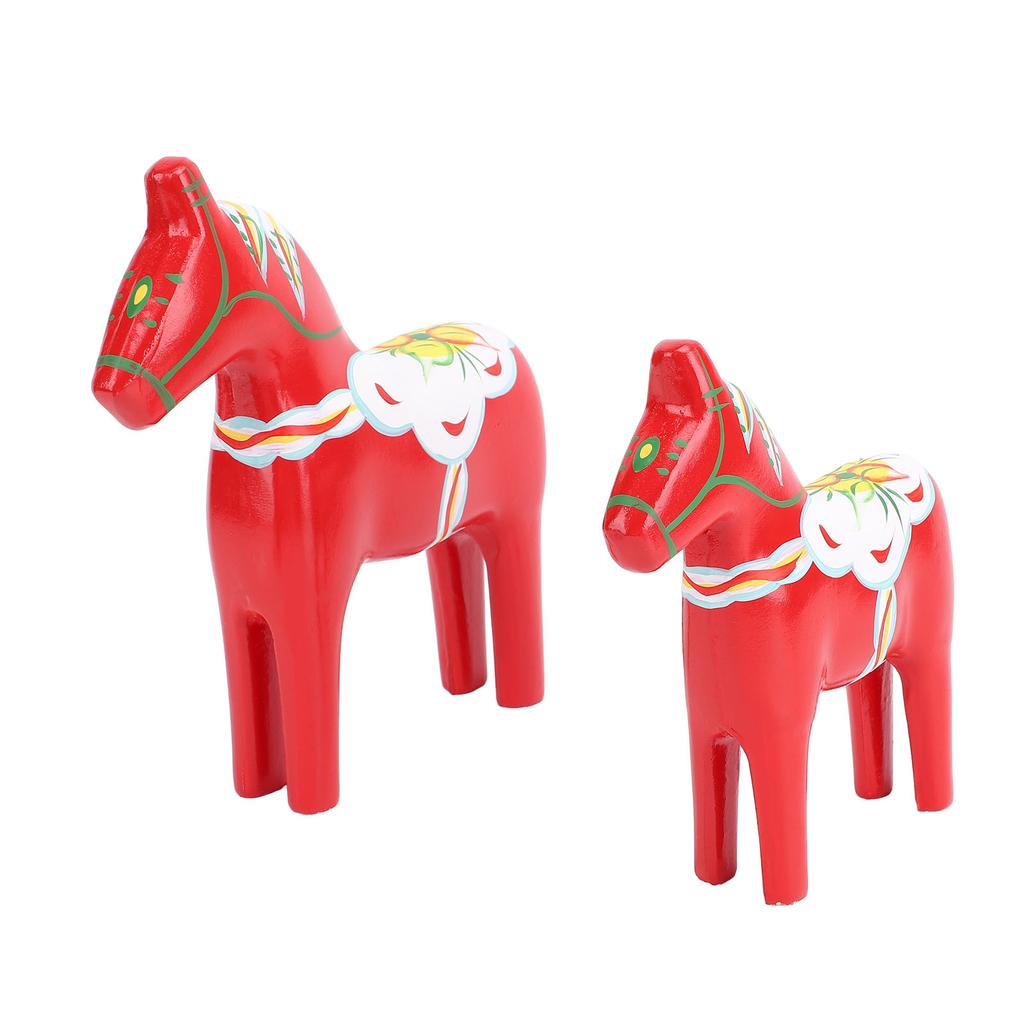 2pcs Hand Painted Swedish Wooden Horse Figurine Dalecarlian Horse Ornaments for Home Wedding Supplies