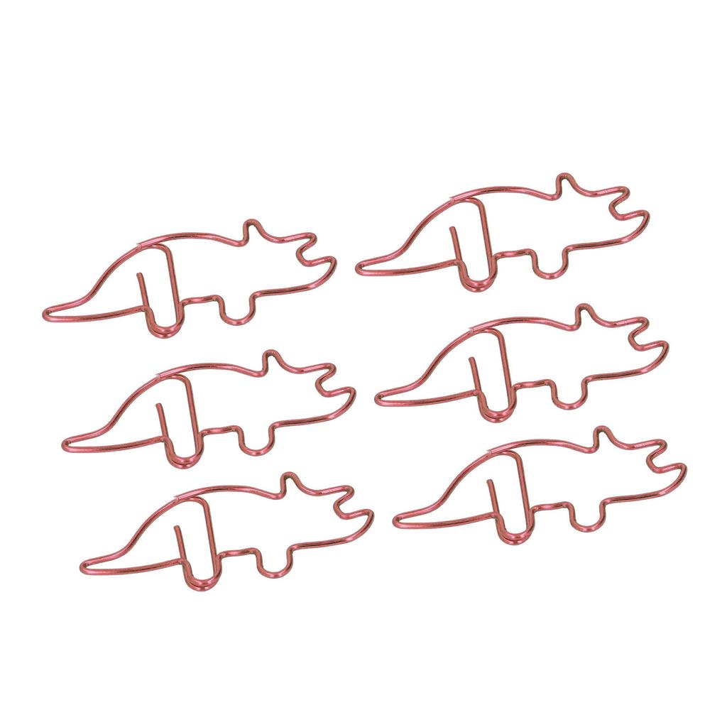 100 шт. Форма скрепок для бумаги, красная форма трицератопса, металлический гальванический процесс, светильник, портативный офисный C