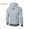 Men Autumn Winter Coat with Hood And Dual Pockets Zipper Closure Drawstring Colorblock Fake Two-piece Sport Jacket with Elastic Cuffs And Hem Fitness