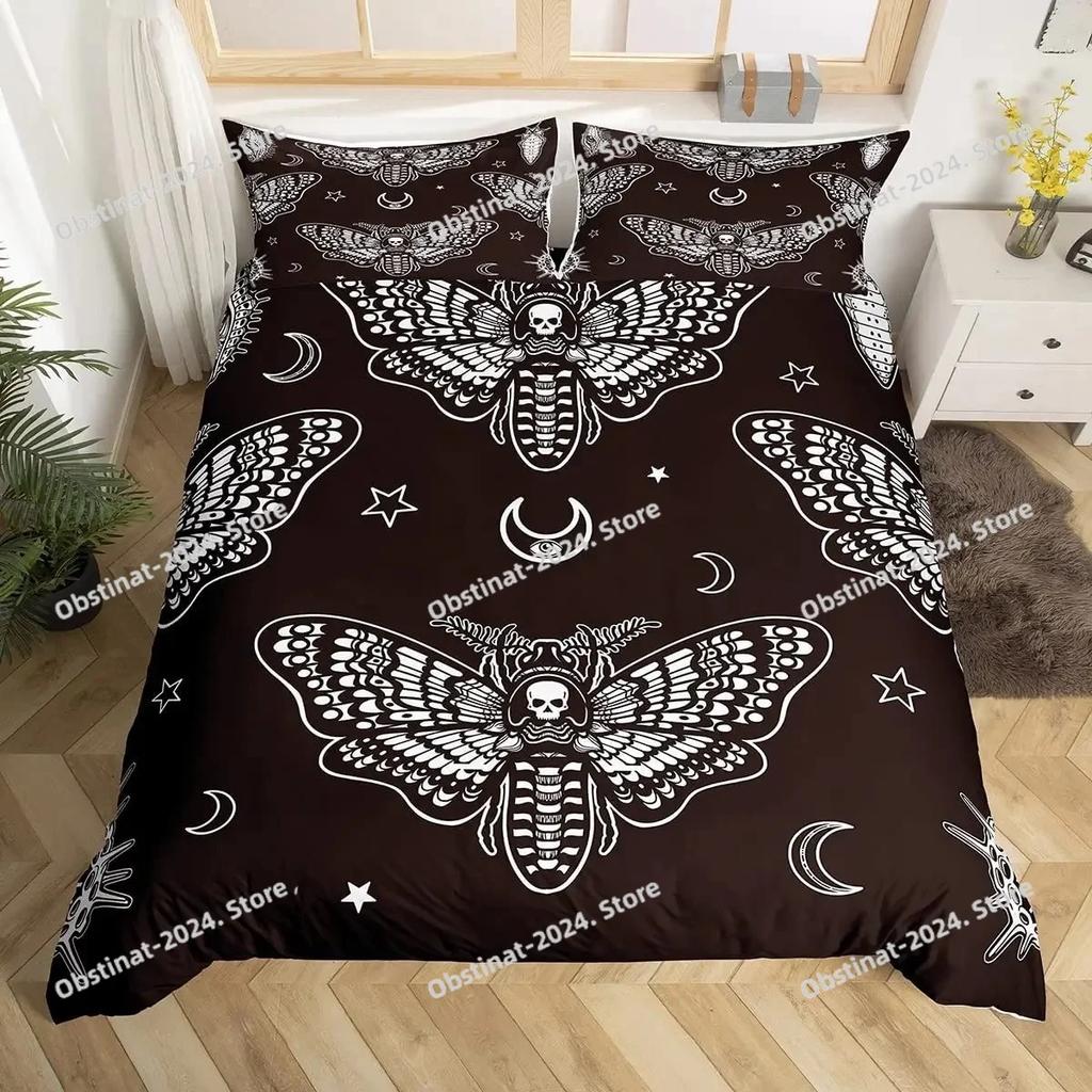 Death Moth Duvet Cover Set Galaxy Sun and Moon Bedding Set Printed With Pillowcase Bed Soft Single Double Queen Super King Size