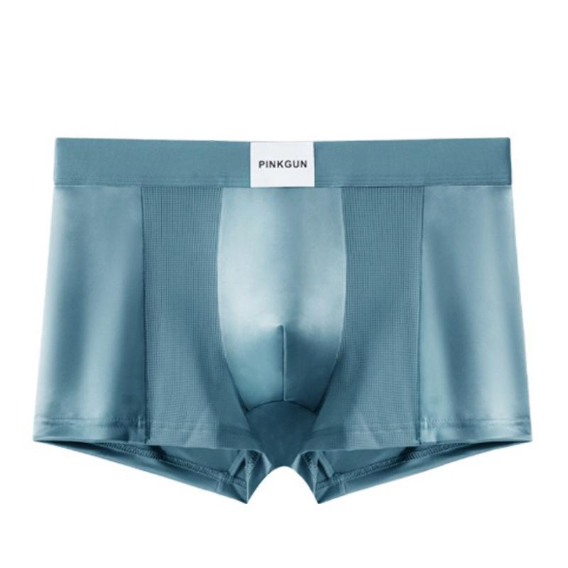 Men's Underwear Boxer Ice Silk Seamless Boxers Solid Color Breathable Shorts Underpants 2XL-4XL