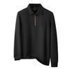 Autumn And Winter New Brocade Ammonia Seamless Zipper High-End Fashion Lapel Men'S Long-Sleeved Polo Shirt