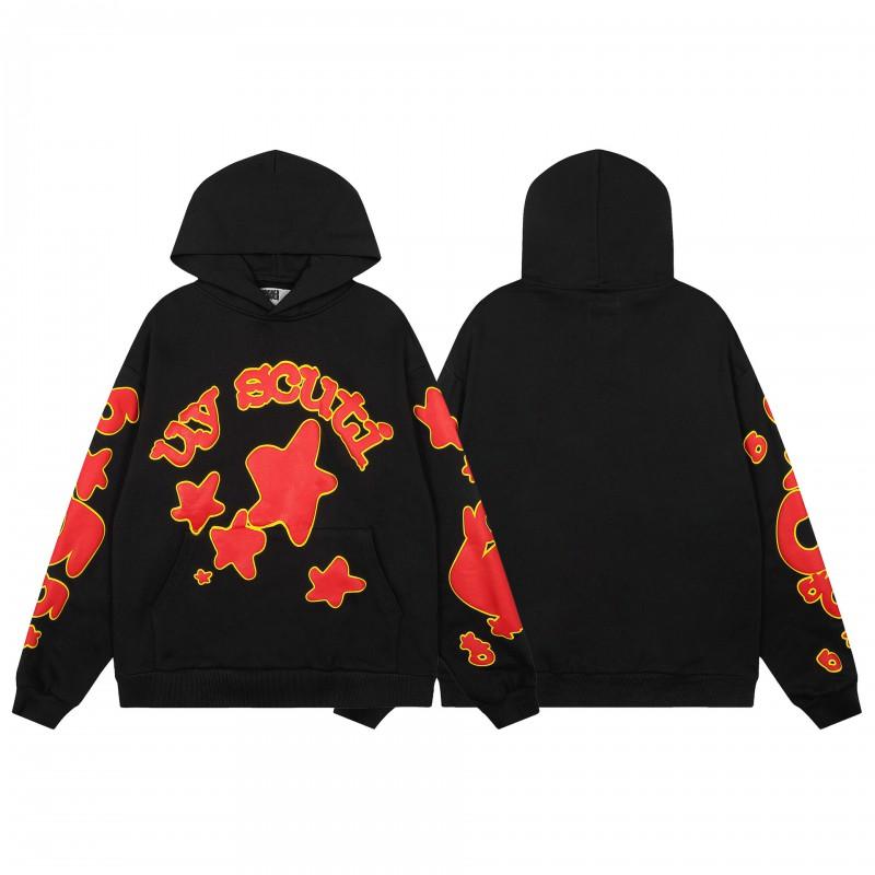 Sp1der Hip Hop Artist Inspired Foil Print 555 Couple Hoodie Pink Unisex Oversized Sweatshirt
