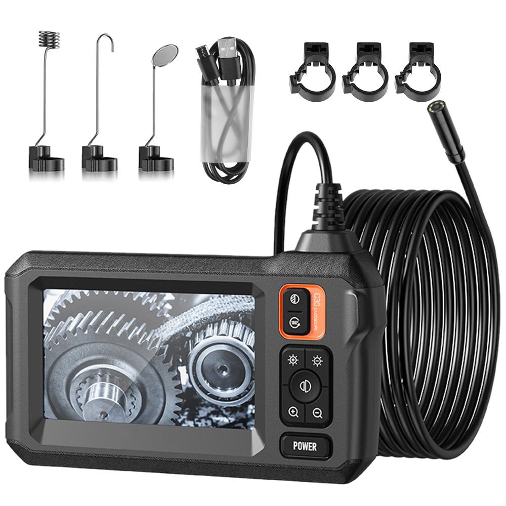 C30 1m/5m Cable 1920*1080P HD Car Diagnostic Tools IP67 Waterproof Industrial Endoscope 4.3inch IPS Screen 8mm Camera 20000mAh