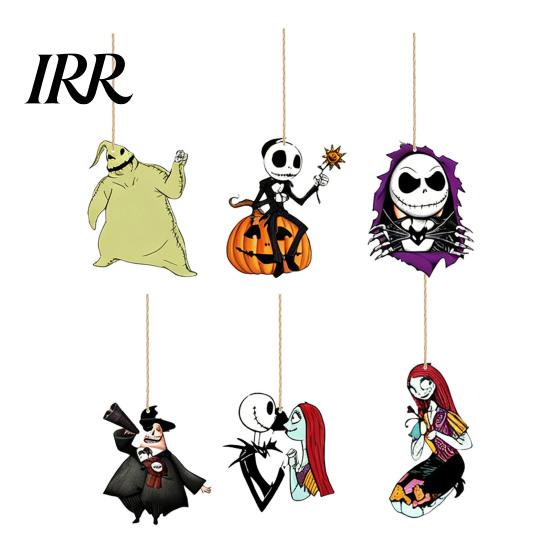 Halloween Holiday Decoration 6Pcs Wooden Hanging Decoration, Ghost Pumpkin Eyeball Party Supplies Ornament with Rope, Spooky