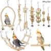 9Pcs/Set Bird Parrot Swing Toys Chewing Standing Hanging Perch Hammock Climbing Ladder Bird Cage Toys for Small Medium Birds