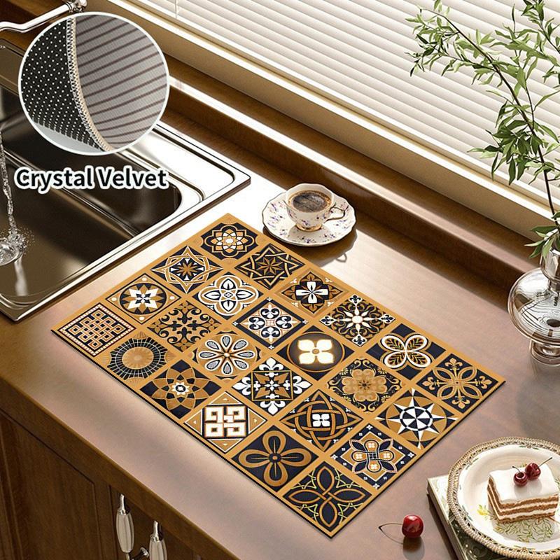 Kitchen Draining Mat Coffee Machine Super Absorbent Pad Tableware Drying Mat Countertop Placemat Home Decoration