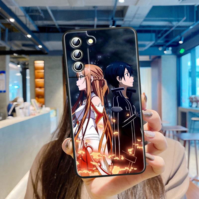 Чехол для телефона Anime Sword Art Online SAO для Samsung S23 S22 S21 S20 S10 S8 Note 20 A9 A73 A71 A53 A33 Ultra Plus FE черный
