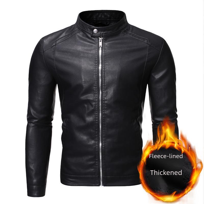 Мужская облегающая повседневная кожаная мотоциклетная куртка - молодежный корейский стиль