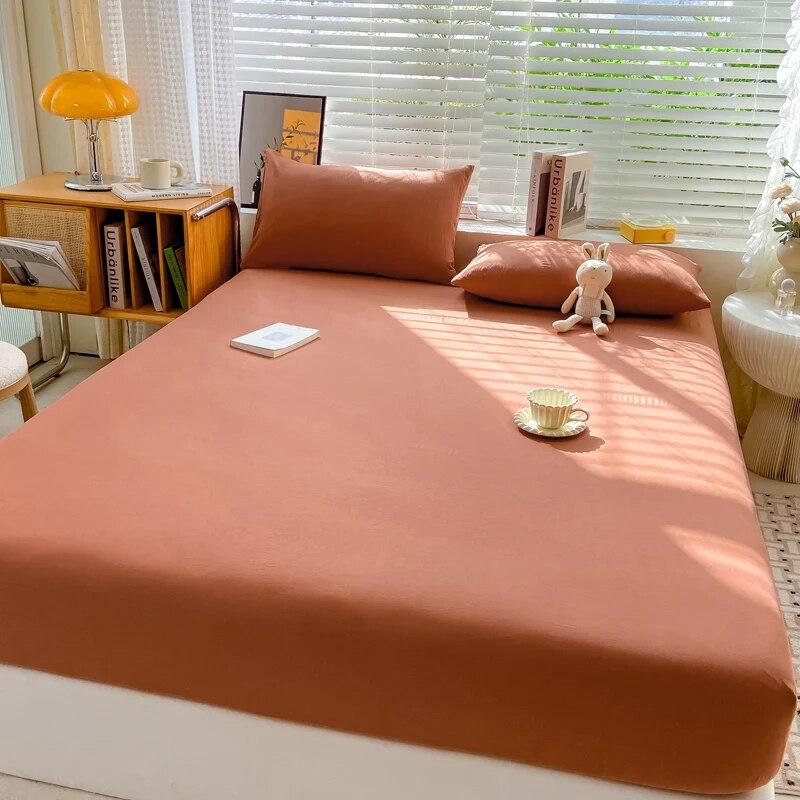 Мягкая хлопковая простыня с резинками, однотонные нескользящие наматрасники, простыня для двуспальной кровати размера «king-size» 140/160/200