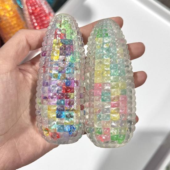2Pcs Fake Corn Squeeze Toy Anxiety Stress Relief Transparent Corn Pinch Sensory Toy Teens Adults Soft TPR Calming Vegetable Fidget Toy