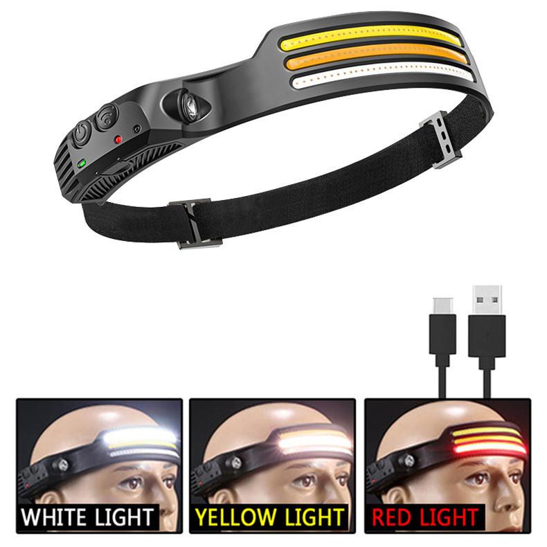 Налобный фонарь LED с COB-светом, перезаряжаемый, для ночного бега и кемпинга